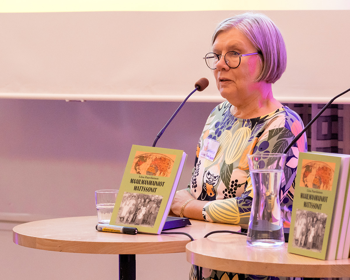 Liisa Paavilainen kertoi vasta ilmestyneestä kirjastaan ”Maailmanmainiot Mattssonit”.